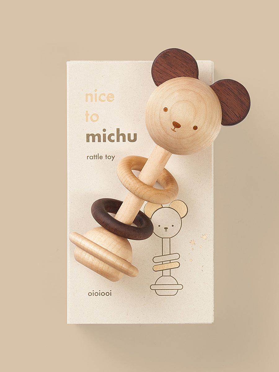 faemli Nice To Michu Baby Rattle children's wooden toy Australia